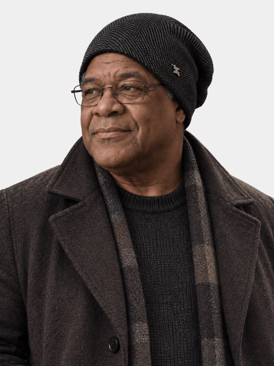 HERRINGBONE FLEECE BEANIE FOR MEN