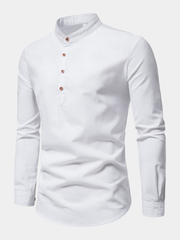 STAND COLLAR COTTON SHIRT FOR MEN