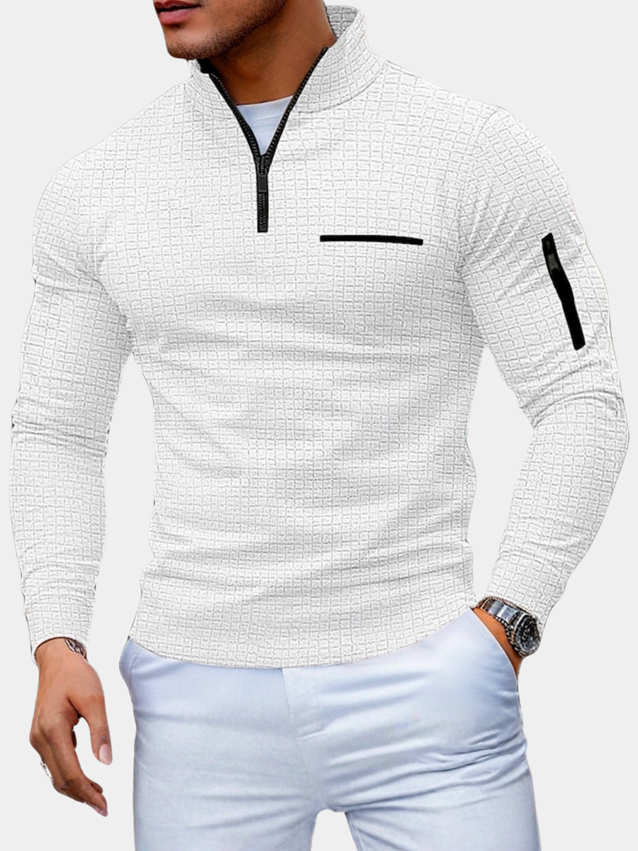 COLOR BLOCK QUARTER ZIP SWEATER FOR MEN