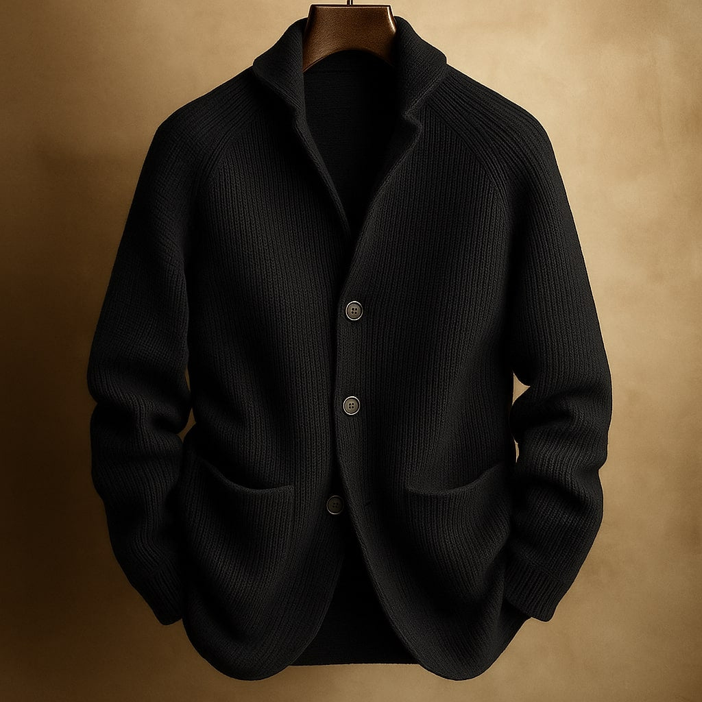 RIBBED WOOL CARDIGAN FOR MEN