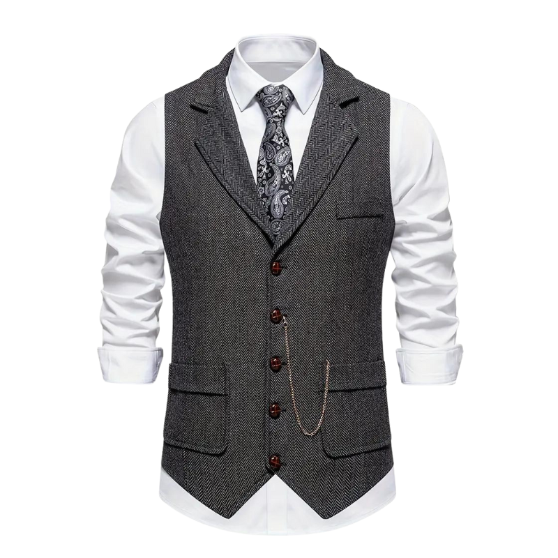 HERRINGBONE WAISTCOAT FOR MEN