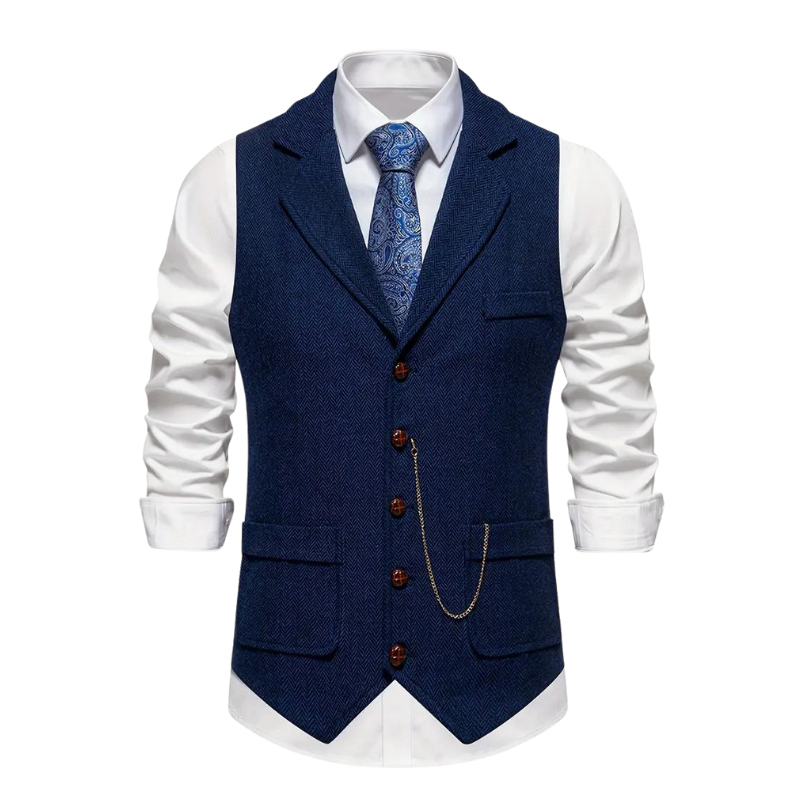 HERRINGBONE WAISTCOAT FOR MEN