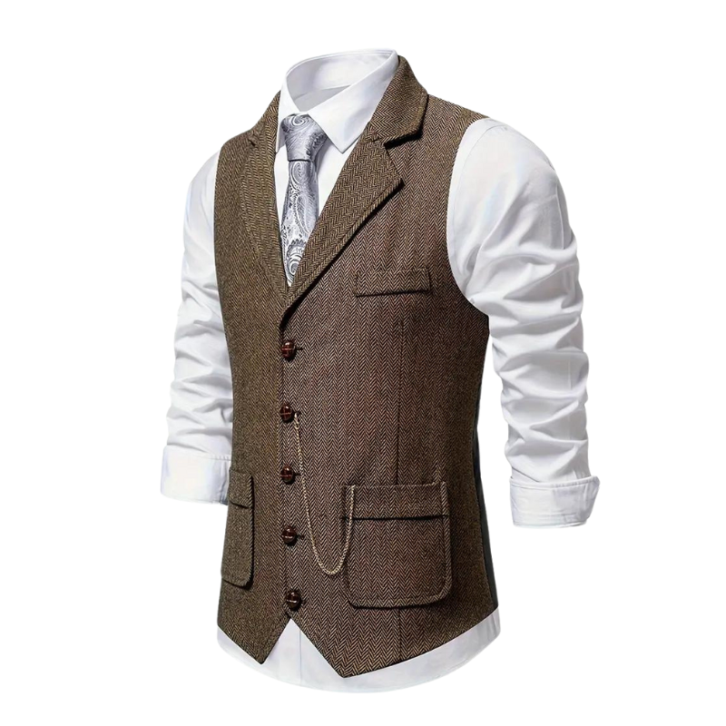 HERRINGBONE WAISTCOAT FOR MEN
