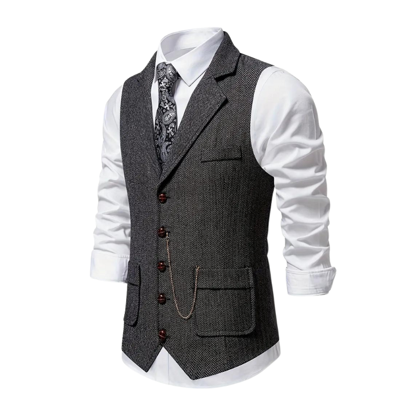 HERRINGBONE WAISTCOAT FOR MEN