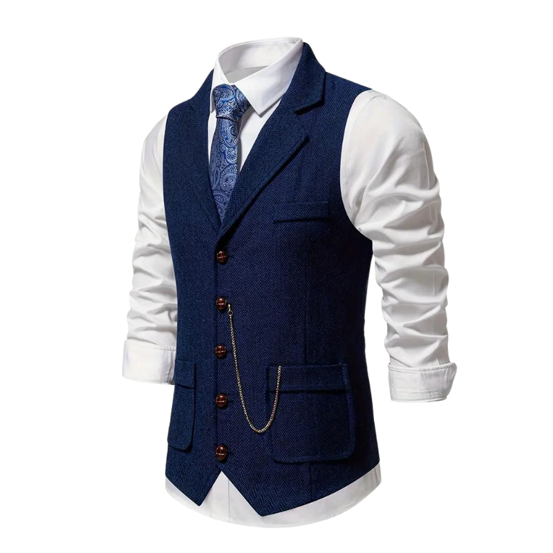 HERRINGBONE WAISTCOAT FOR MEN
