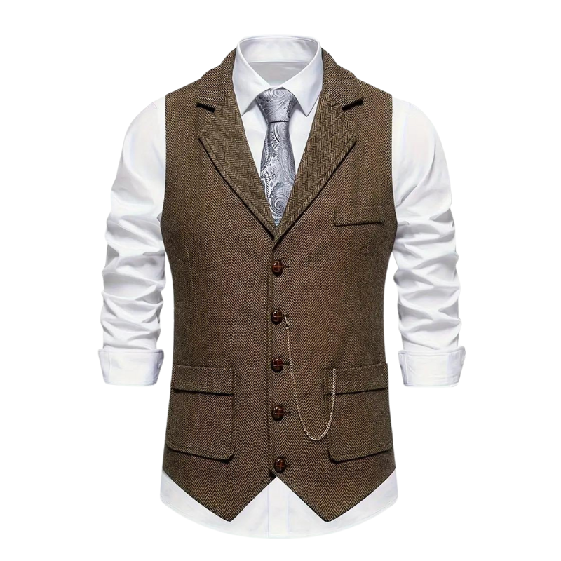 HERRINGBONE WAISTCOAT FOR MEN