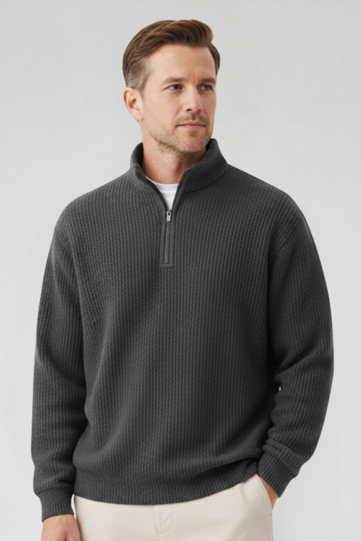 KNIT HALF ZIP SWEATER FOR MEN