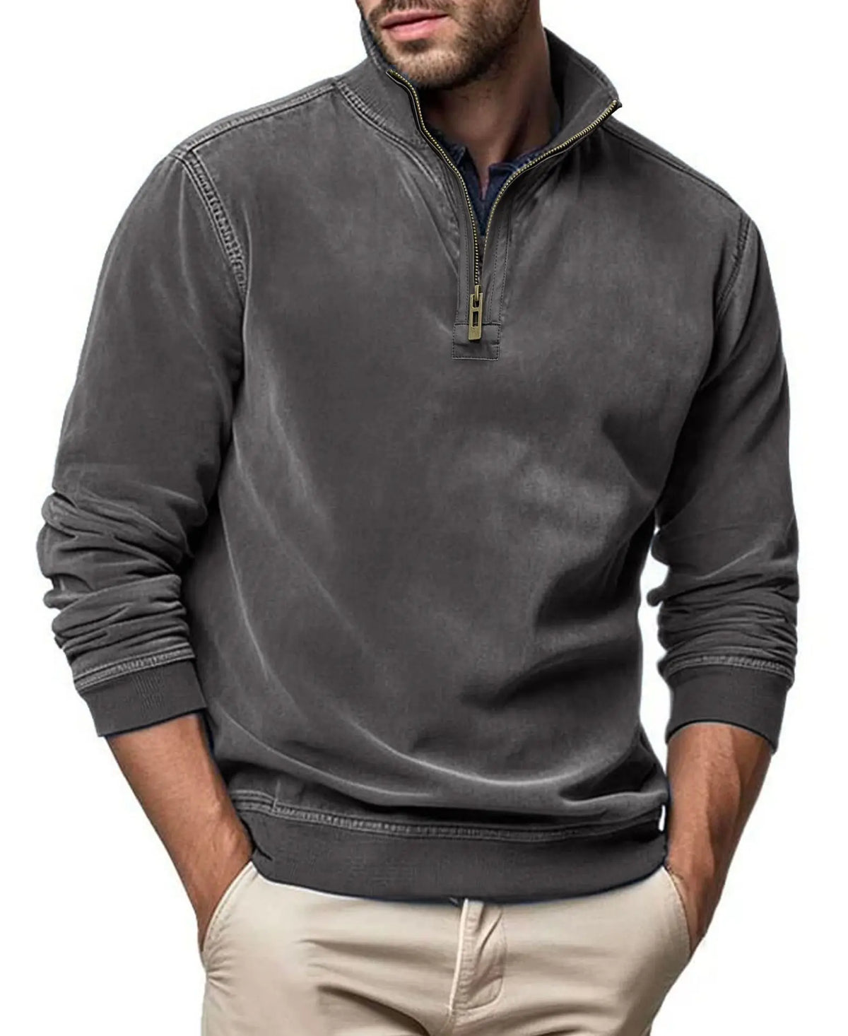 PLUSH ZIP SWEATER FOR MEN