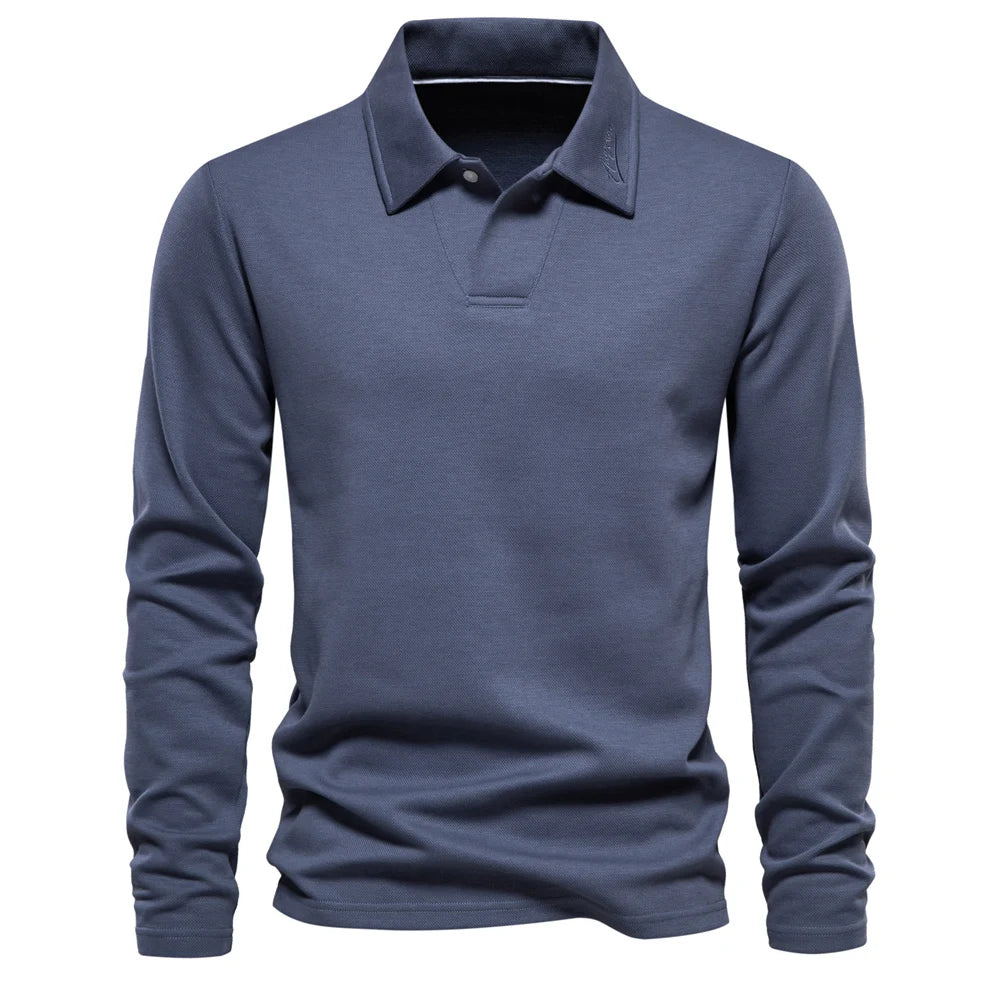 STRUCTURED COLLAR COTTON POLO FOR MEN
