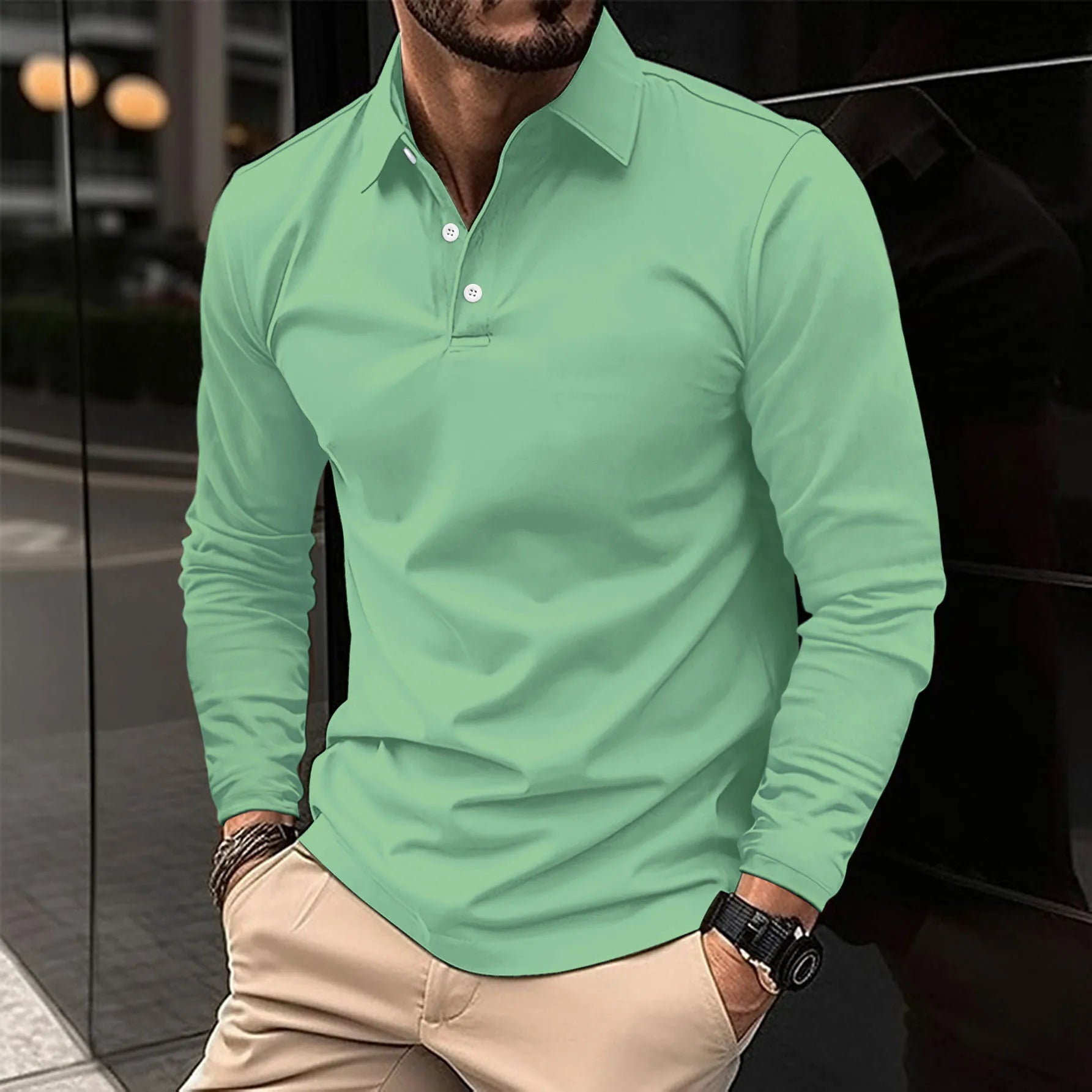 HARRISON OF CALIFORNIA | LONG SLEEVE POLO FOR MEN