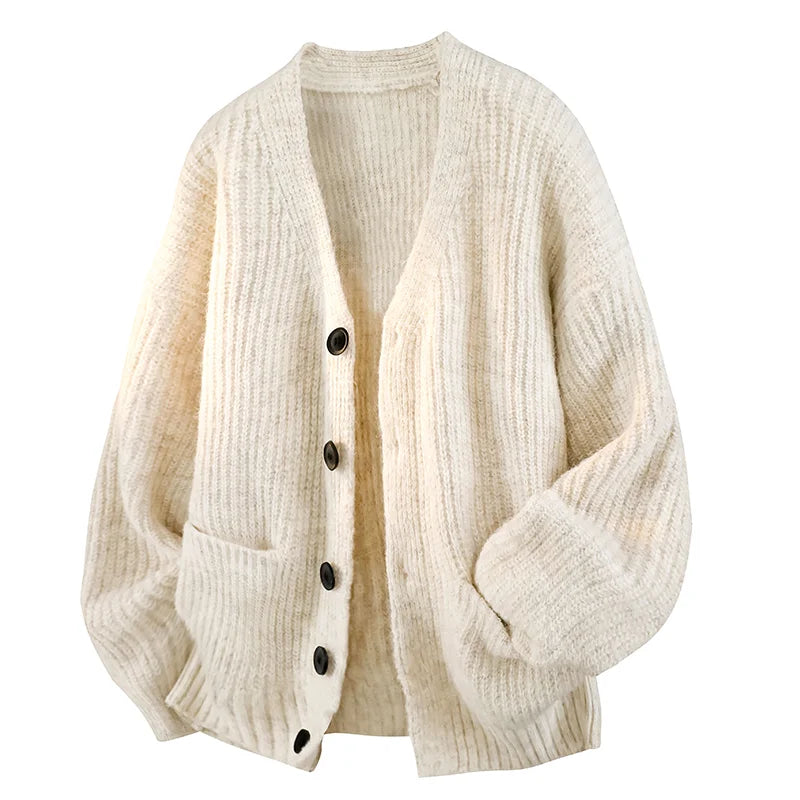 RELAXED V NECK CARDIGAN FOR MEN