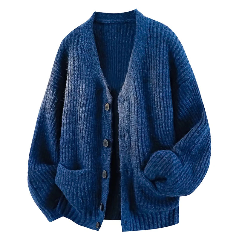 RELAXED V NECK CARDIGAN FOR MEN