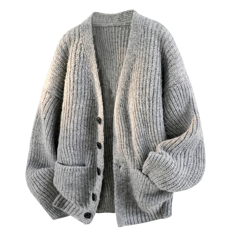 RELAXED V NECK CARDIGAN FOR MEN