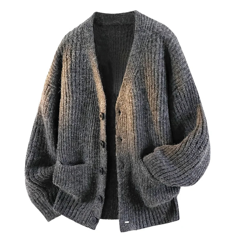 RELAXED V NECK CARDIGAN FOR MEN