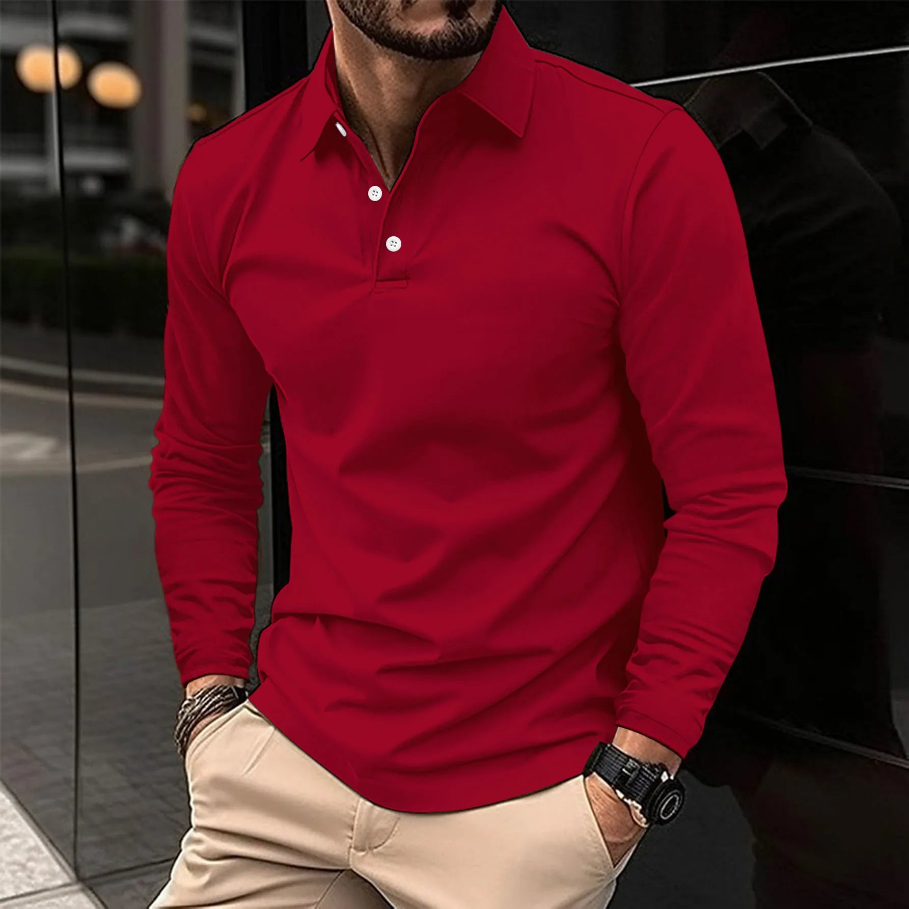 HARRISON OF CALIFORNIA | LONG SLEEVE POLO FOR MEN