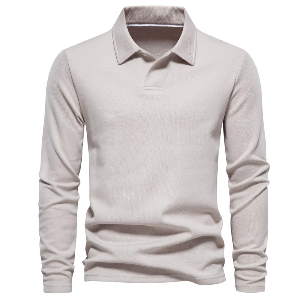STRUCTURED COLLAR COTTON POLO FOR MEN