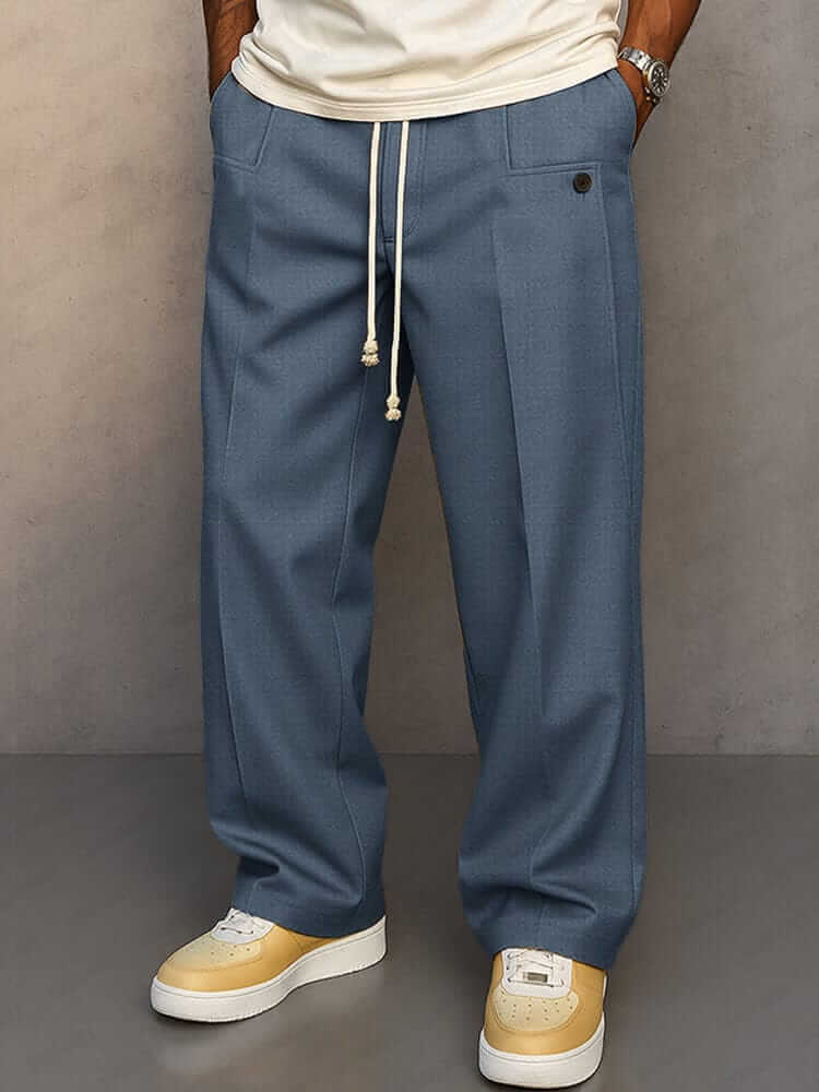 RELAXED FIT COTTON TROUSERS FOR MEN