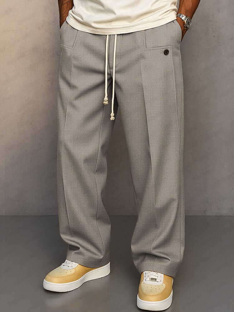 RELAXED FIT COTTON TROUSERS FOR MEN
