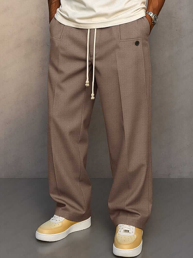 RELAXED FIT COTTON TROUSERS FOR MEN