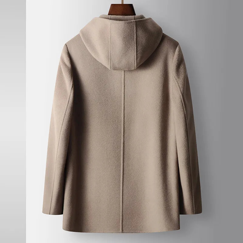 WOOL HOODED COAT FOR MEN
