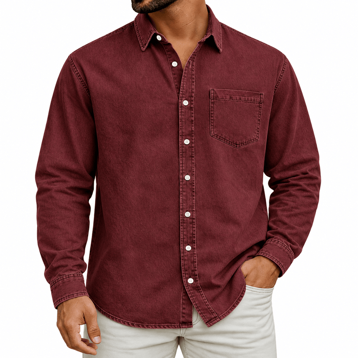 PRE-WASHED COTTON SHIRT FOR MEN