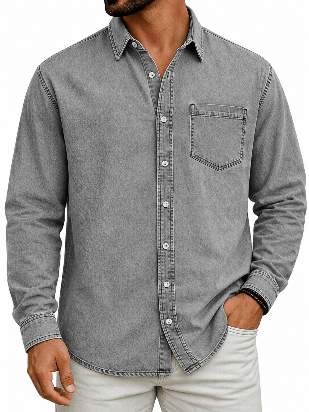 PRE-WASHED COTTON SHIRT FOR MEN