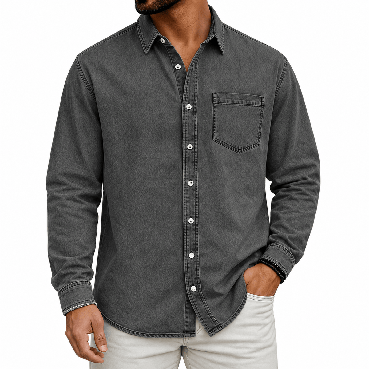 PRE-WASHED COTTON SHIRT FOR MEN