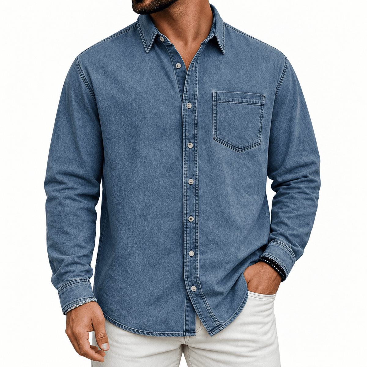 PRE-WASHED COTTON SHIRT FOR MEN