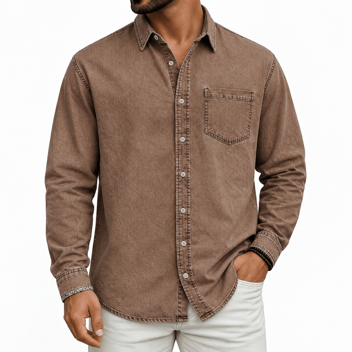 PRE-WASHED COTTON SHIRT FOR MEN