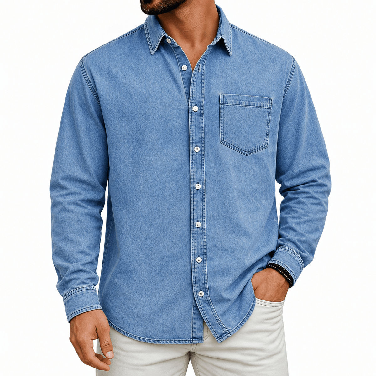PRE-WASHED COTTON SHIRT FOR MEN