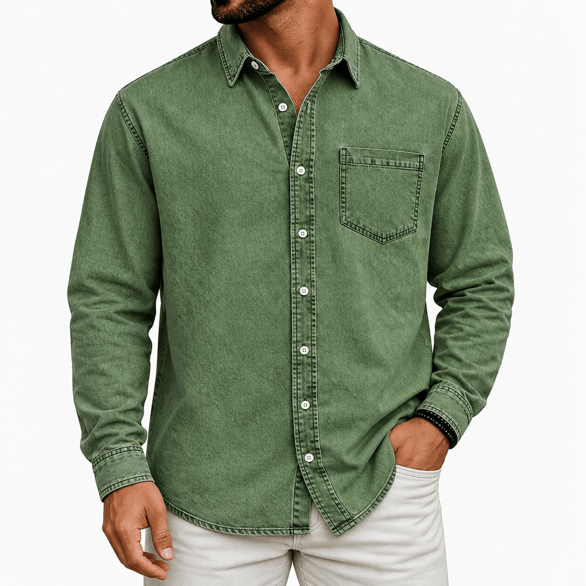 PRE-WASHED COTTON SHIRT FOR MEN