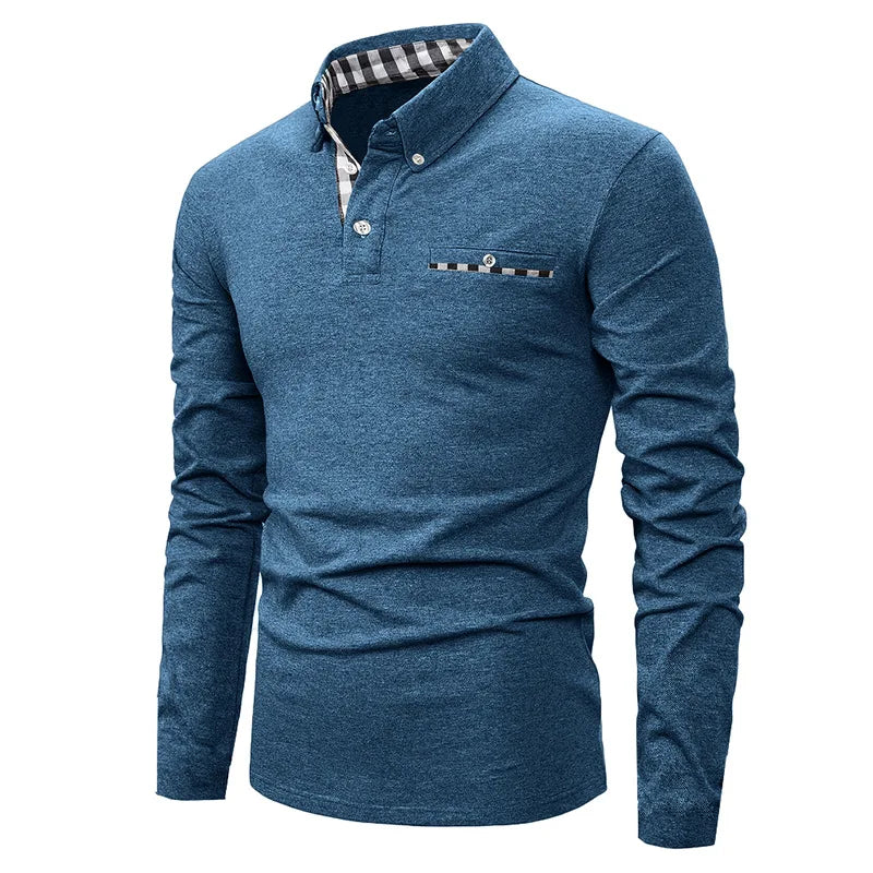 GEOMETRIC GRID POLO SHIRT FOR MEN