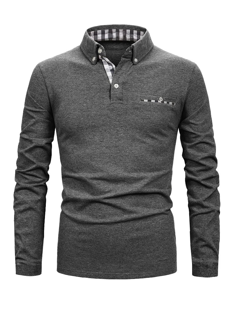 GEOMETRIC GRID POLO SHIRT FOR MEN
