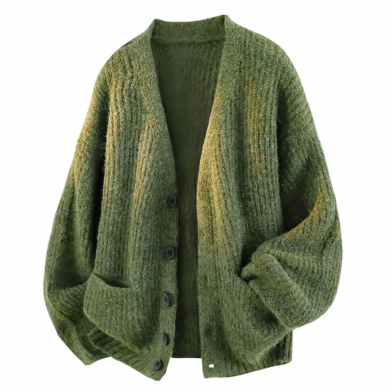 RELAXED V NECK CARDIGAN FOR MEN