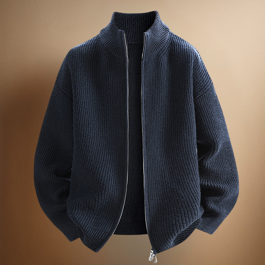 RIBBED ZIP SWEATER FOR MEN