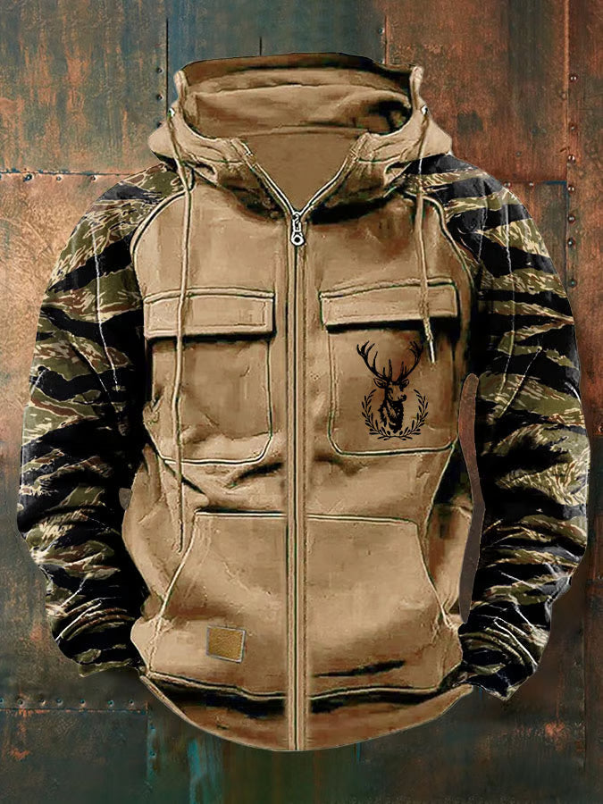 CLEAN MULTI-POCKET ZIP HOODIE FOR MEN