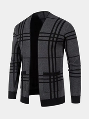 CHECKERED KNIT CARDIGAN FOR MEN