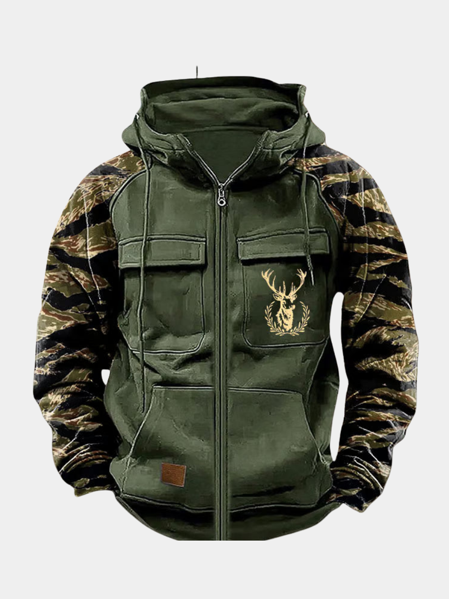 CLEAN MULTI-POCKET ZIP HOODIE FOR MEN