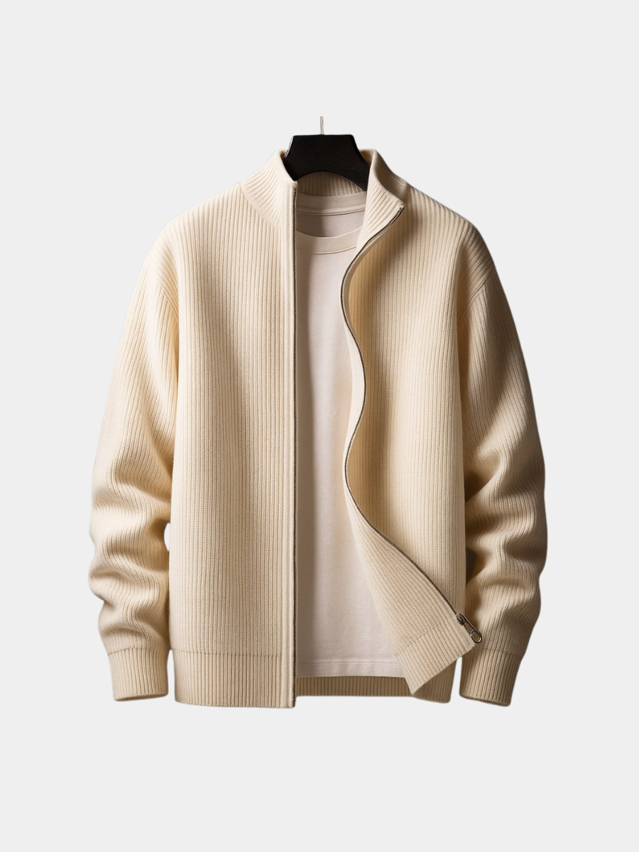 RIBBED ZIP SWEATER FOR MEN