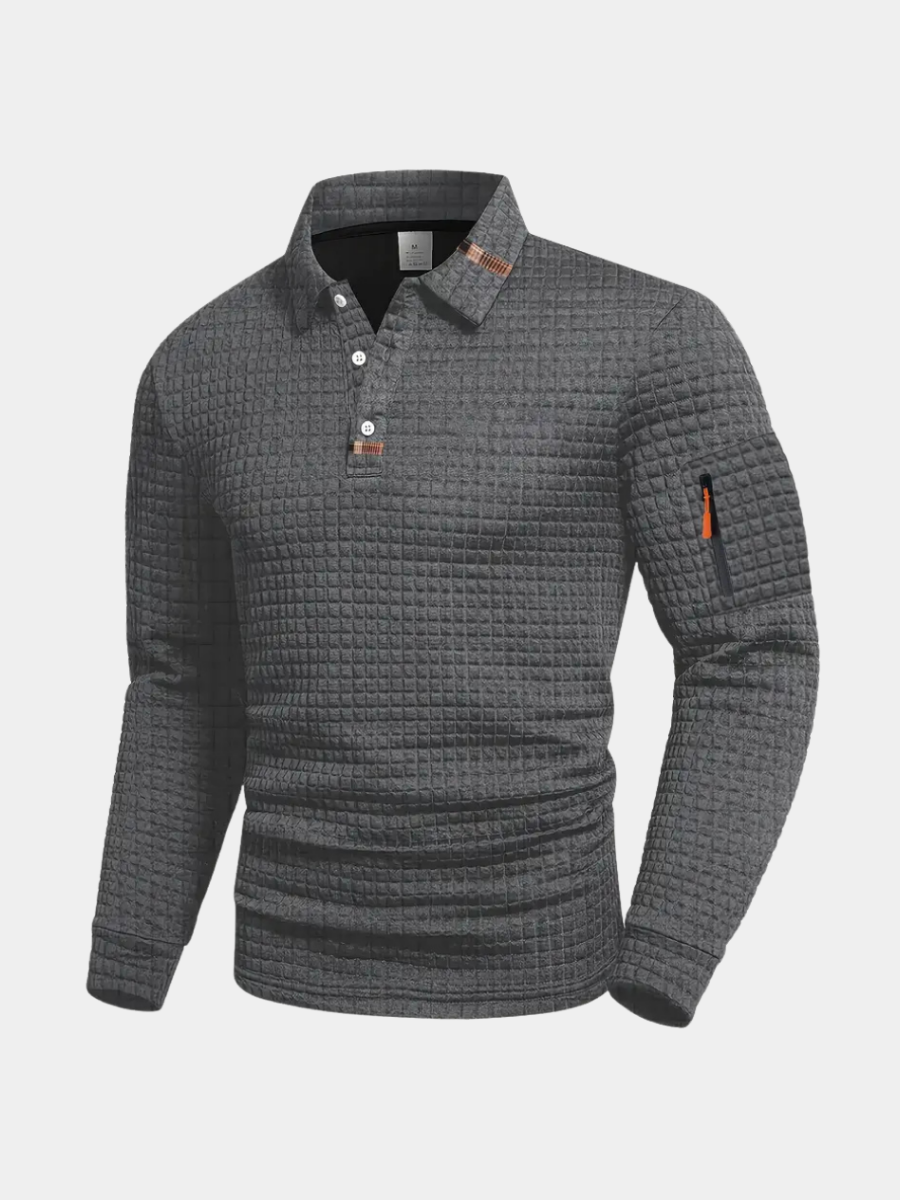 HARRISON OF CALIFORNIA | LONG SLEEVE TEXTURED POLO