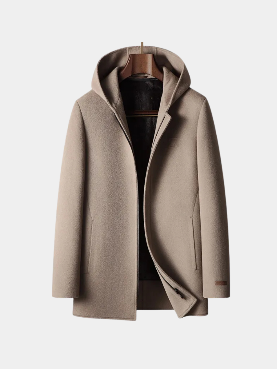 WOOL HOODED COAT FOR MEN