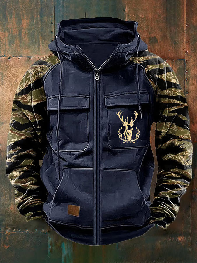 CLEAN MULTI-POCKET ZIP HOODIE FOR MEN