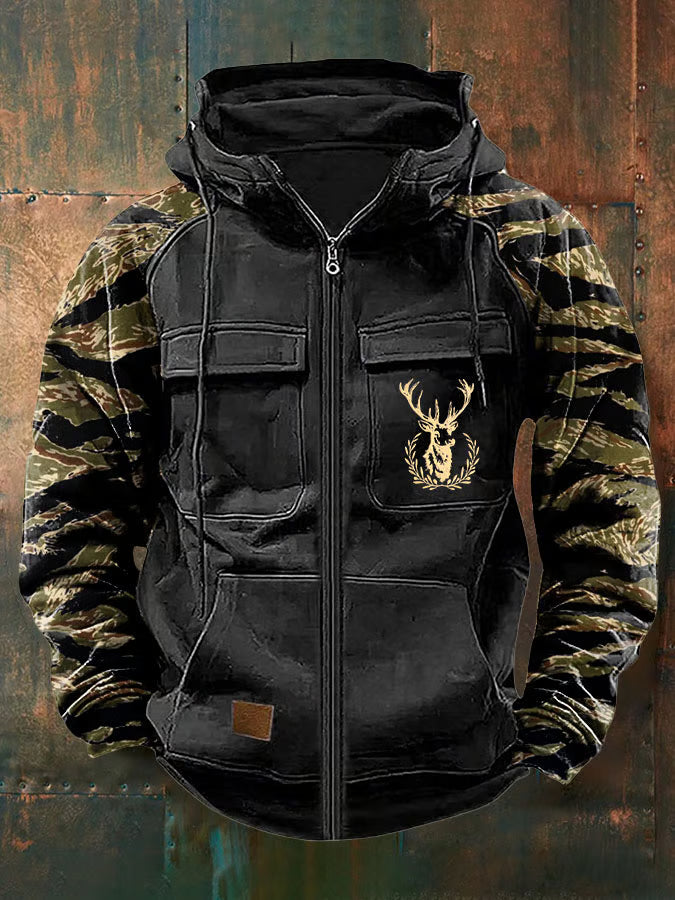 CLEAN MULTI-POCKET ZIP HOODIE FOR MEN