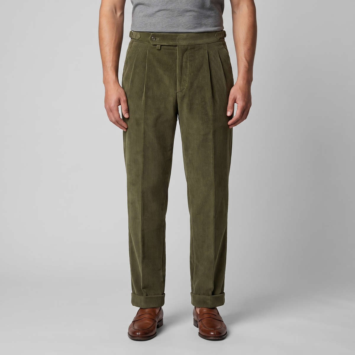 PLEATED CORDUROY TROUSERS FOR MEN