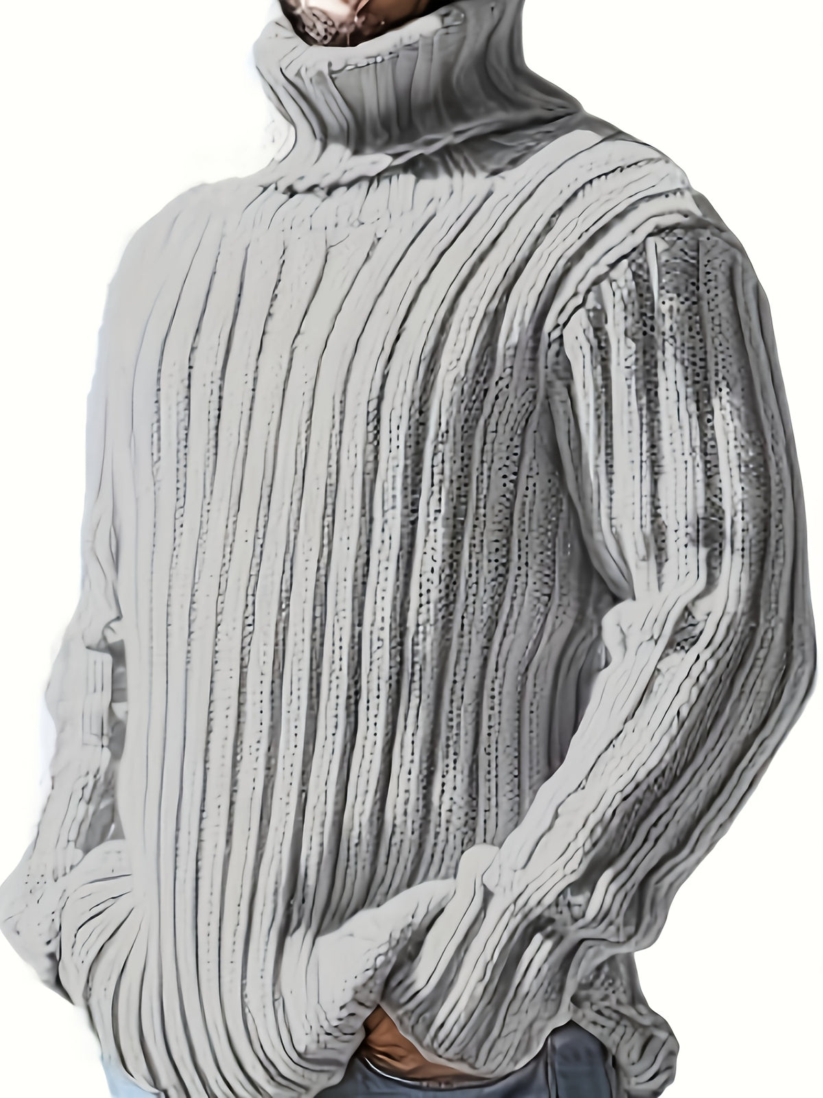 HIGH NECK KNIT PULLOVER FOR MEN