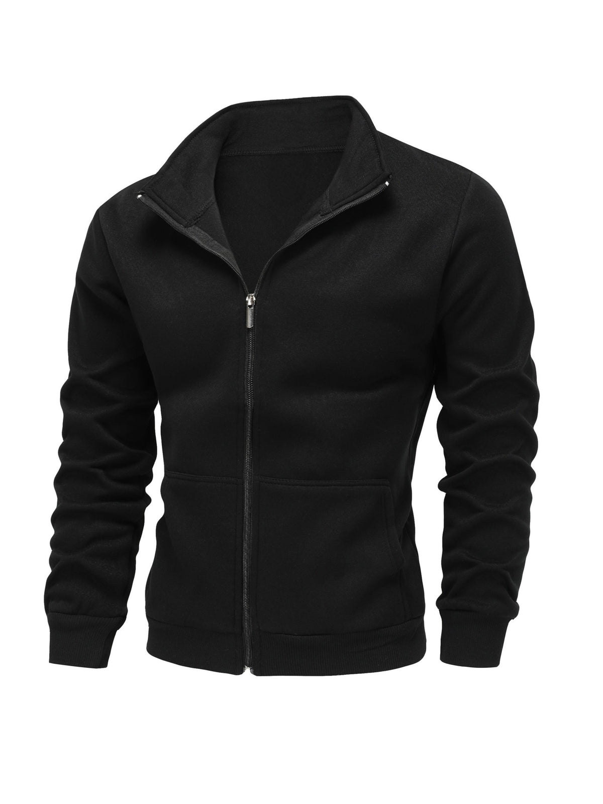 SOLID HIGH NECK HOODIE FOR MEN