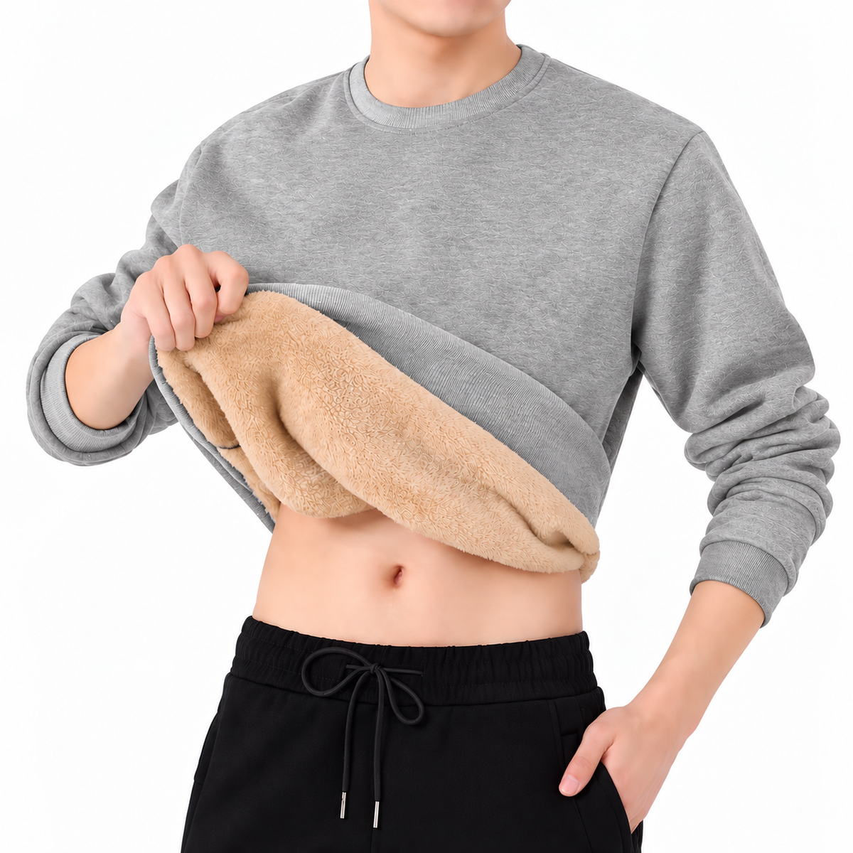 FLEECE CREW NECK SWEATSHIRT FOR MEN