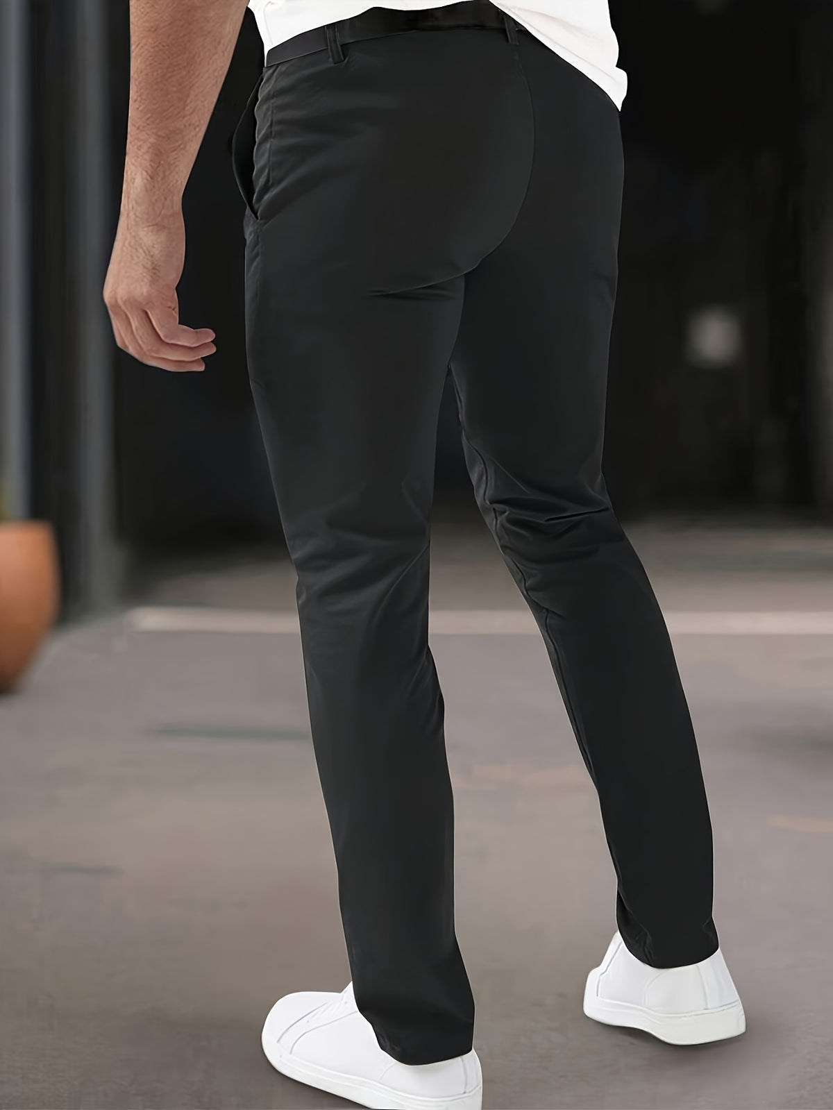 SLIM FIT POLYESTER TROUSERS FOR MEN