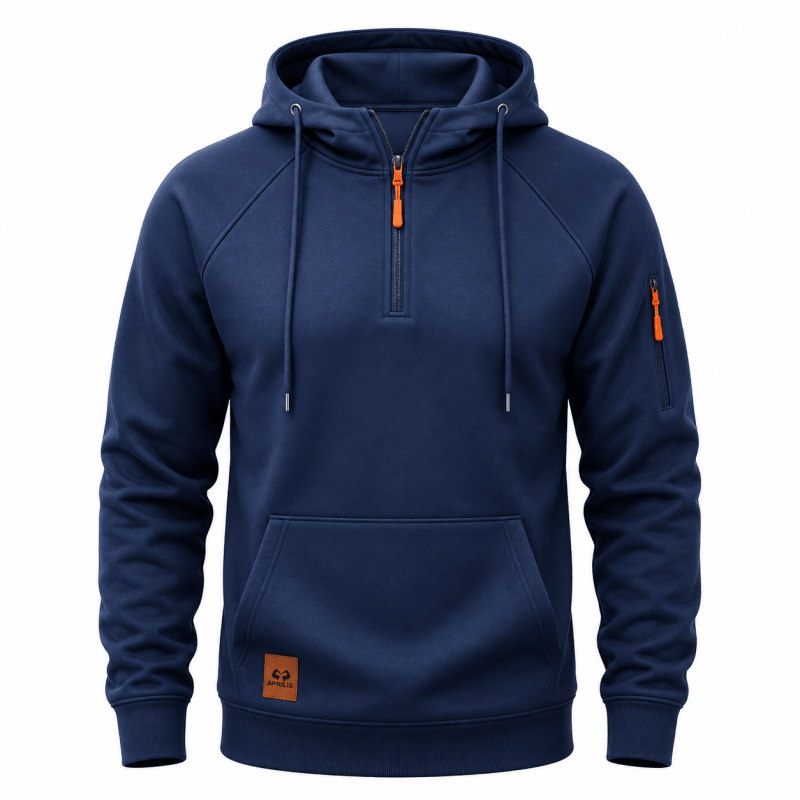 HALF ZIP HOODED SWEATSHIRT FOR MEN