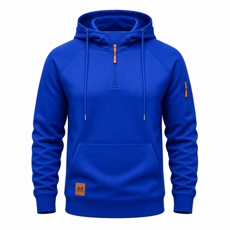 HALF ZIP HOODED SWEATSHIRT FOR MEN